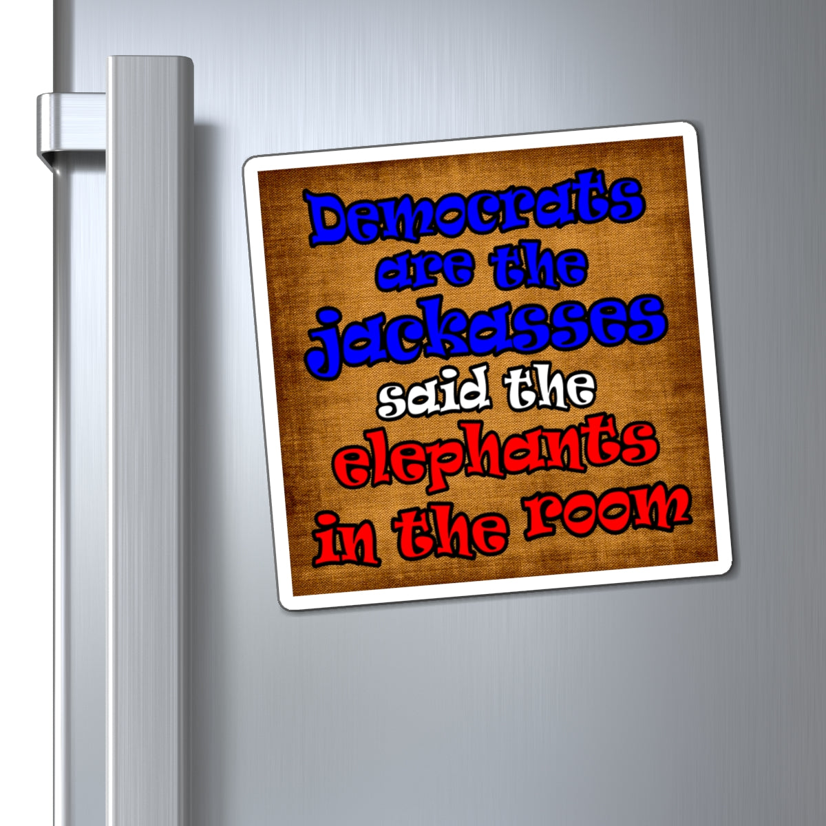 donkeys and elephants - Magnets - (brown papyrus)