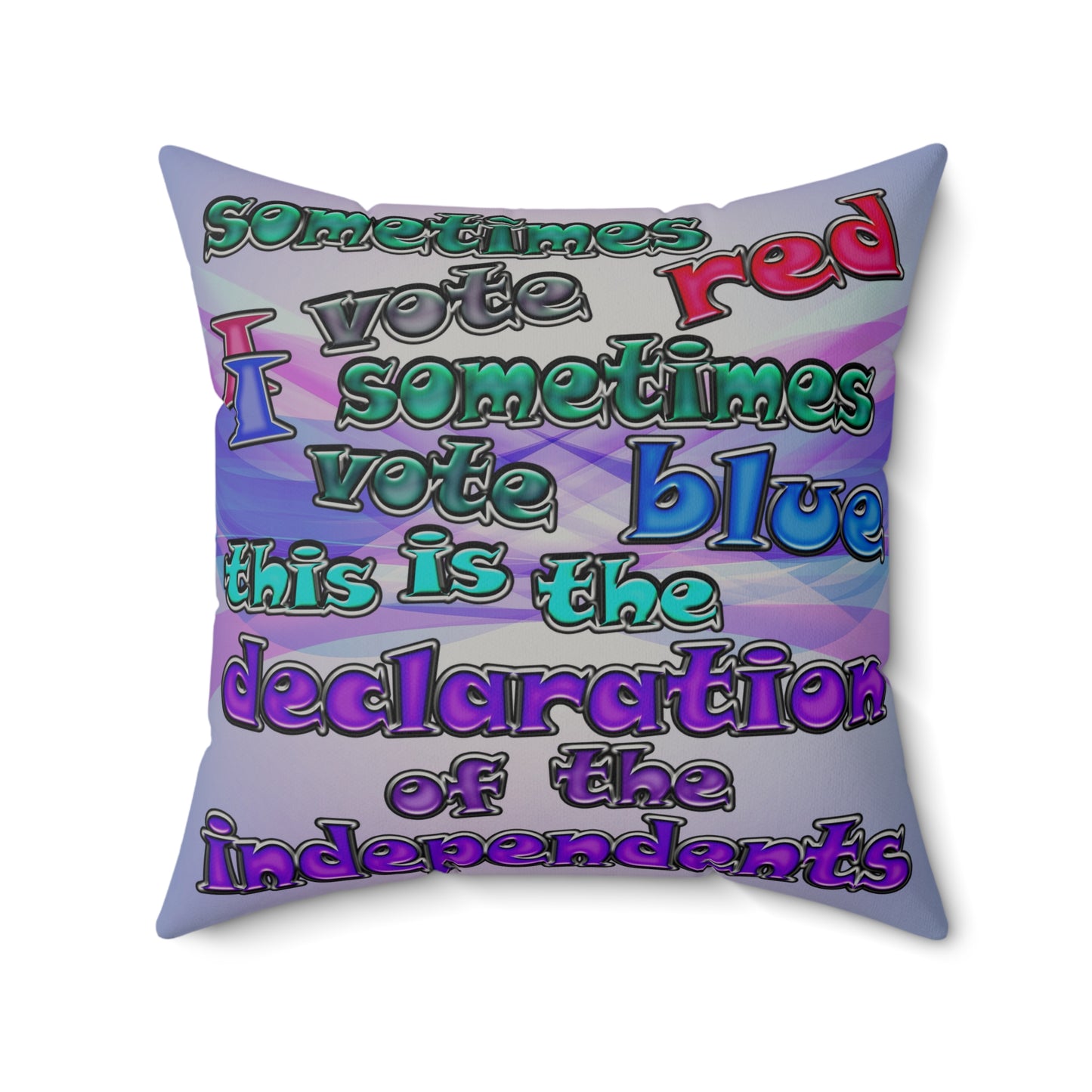 declaration of the independents - Faux Suede Square Pillow - (light blue-pink wave)