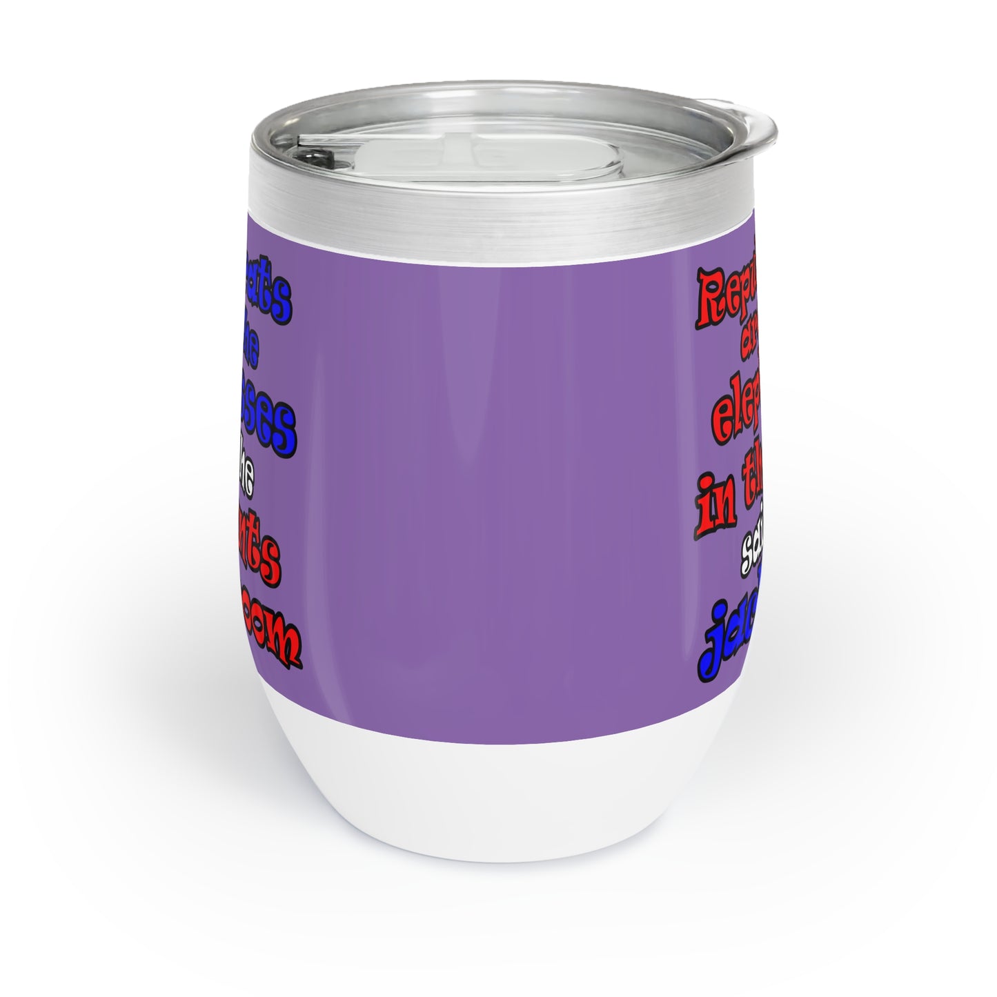 donkeys and elephants - Chill Wine Tumbler (light purple)