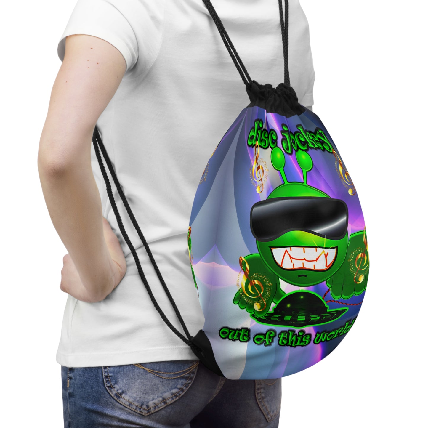 disc jockey - Drawstring Bag (grey-pink wave)