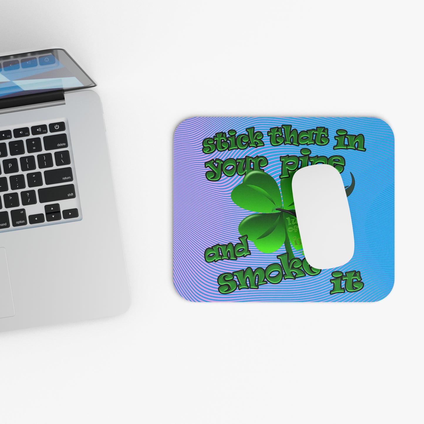 stick that in your pipe and smoke it - Mouse Pad (Rectangle) (light blue-purple wave)