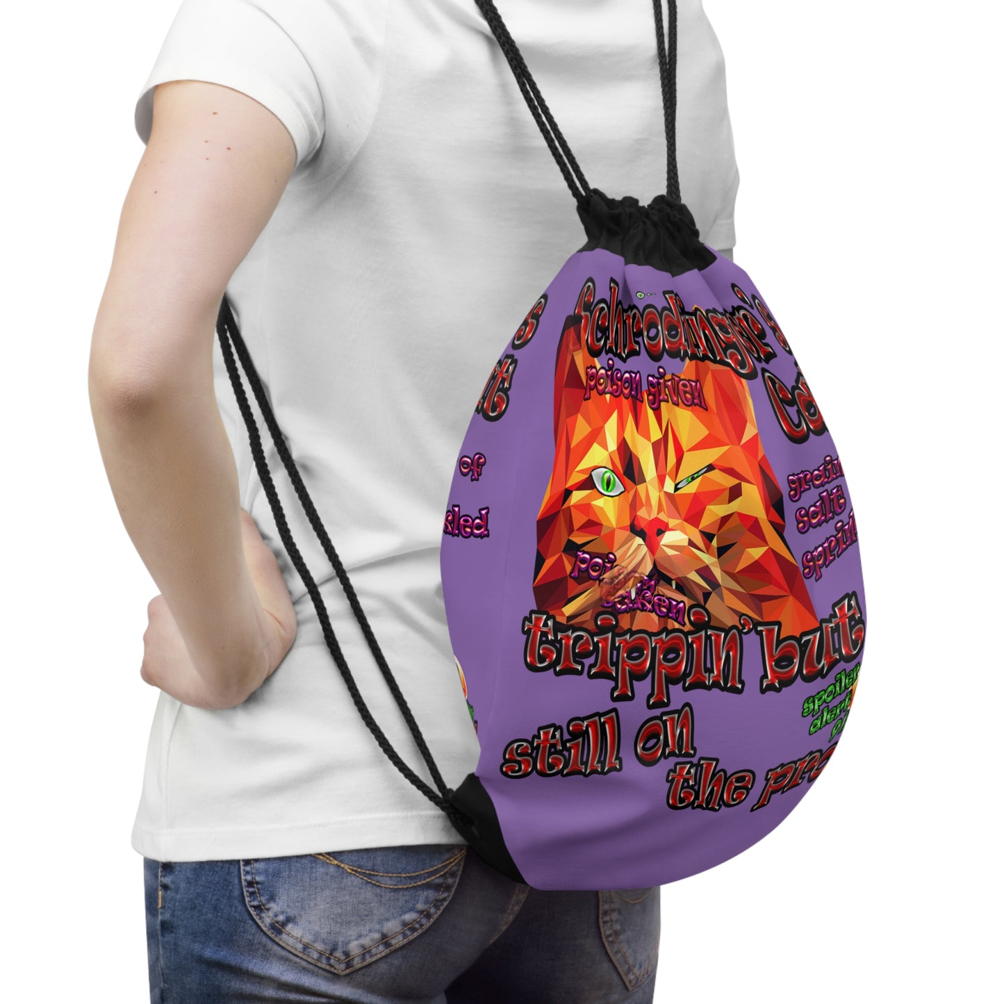 schrodinger's cat - Drawstring Bag (light purple)
