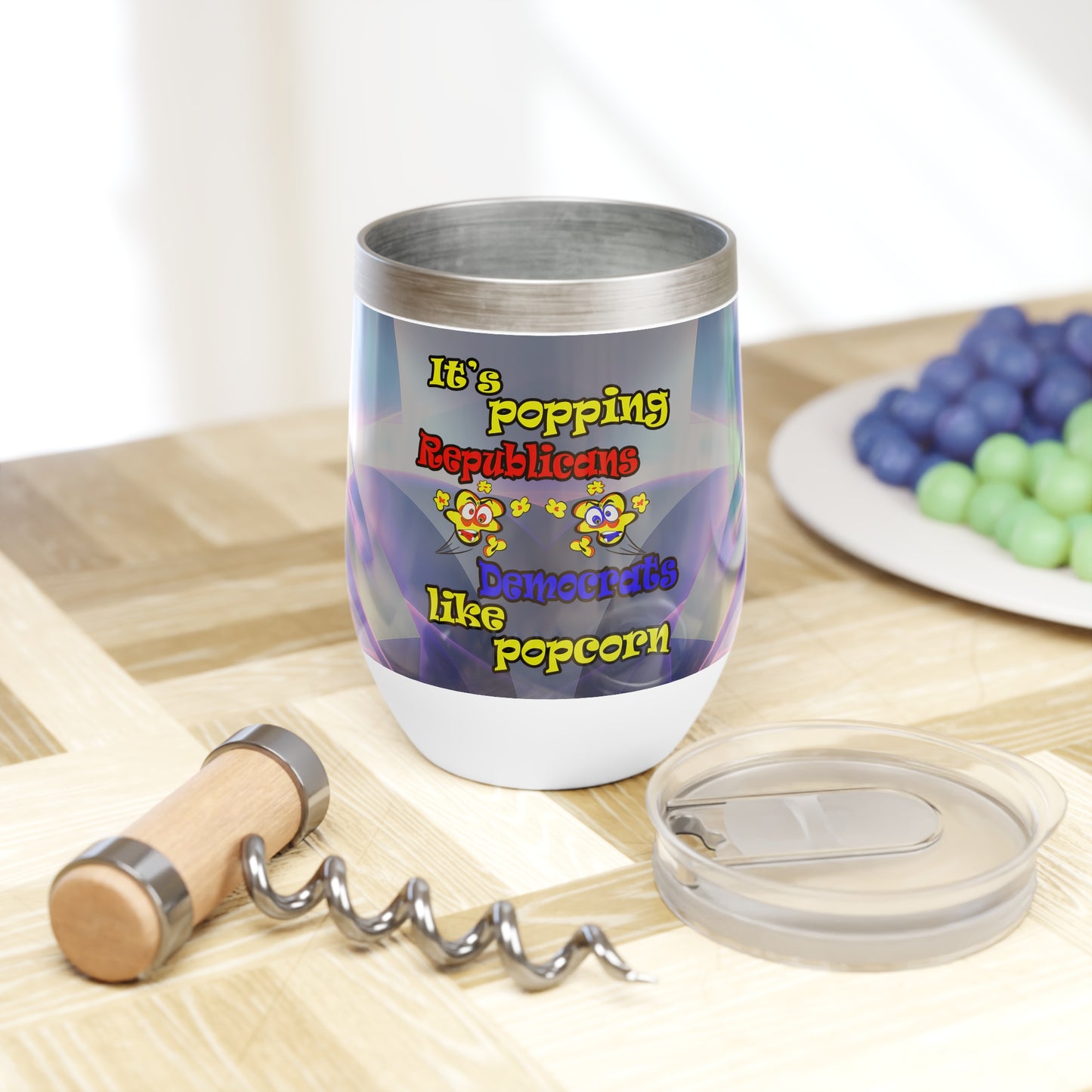 popping like popcorn - Chill Wine Tumbler (grey-pink wave)