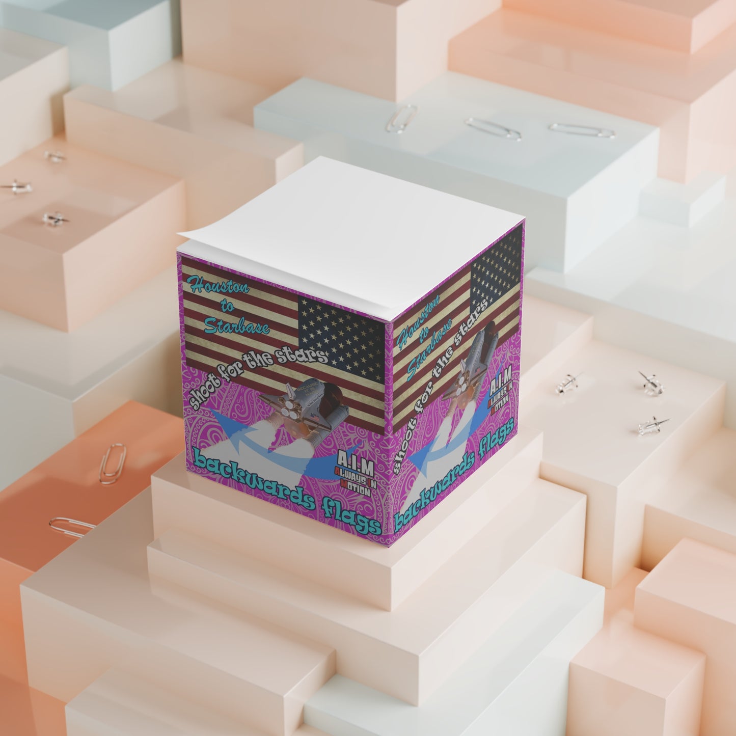 shoot for the stars - note cube (pink swirl)