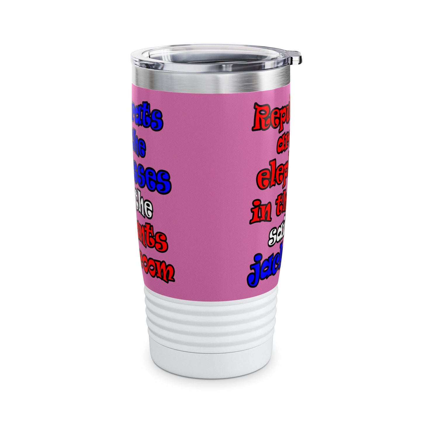 donkeys and elephants - Ringneck Tumbler, 20oz (light pink)