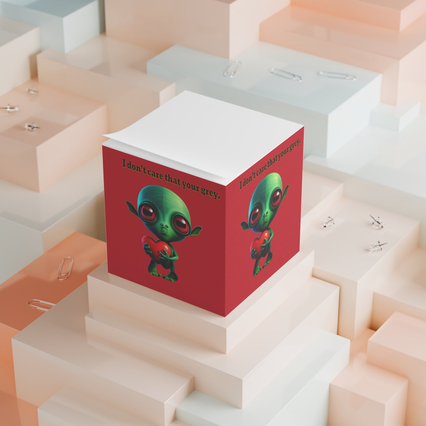 I don't care that your grey - note cube (dark red)