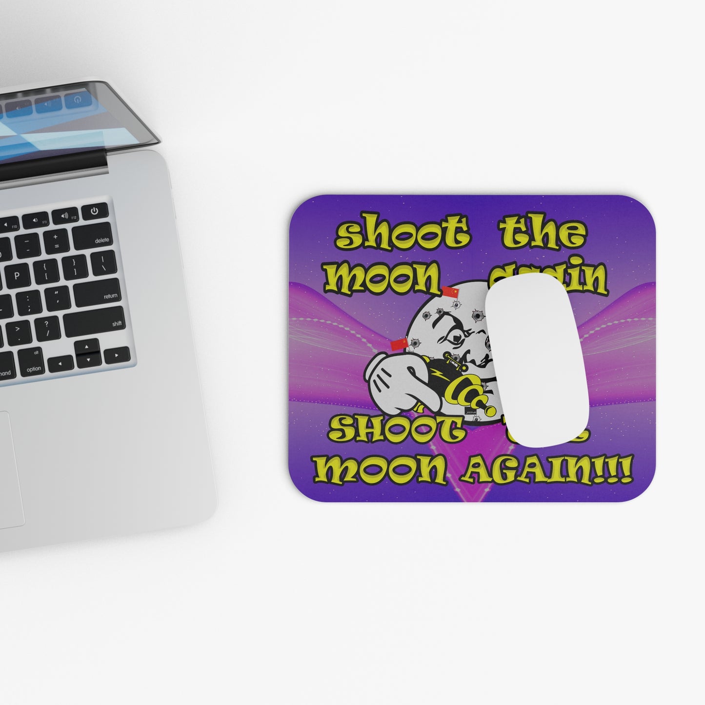 shoot the moon again - Mouse Pad (Rectangle) (purple-pink wave)