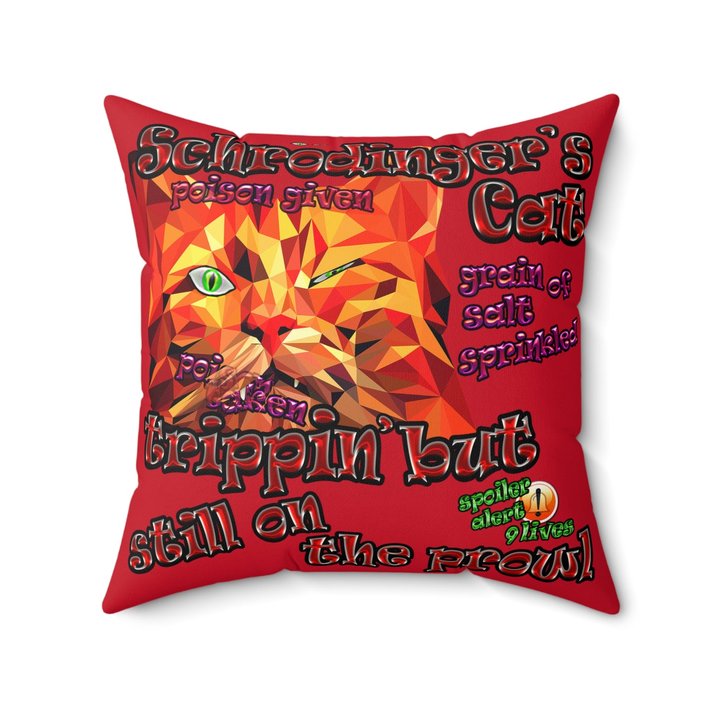 schrodinger's cat - Faux Suede Square Pillow - (dark red)