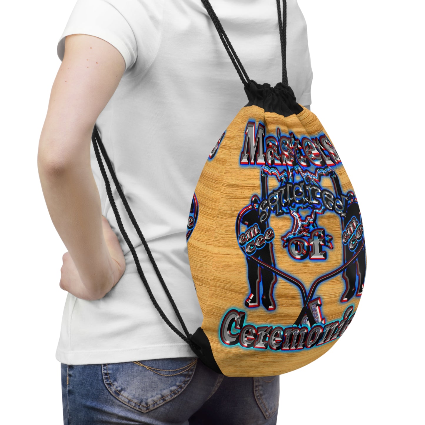 em cee squared - Drawstring Bag (butterscotch wood finish)