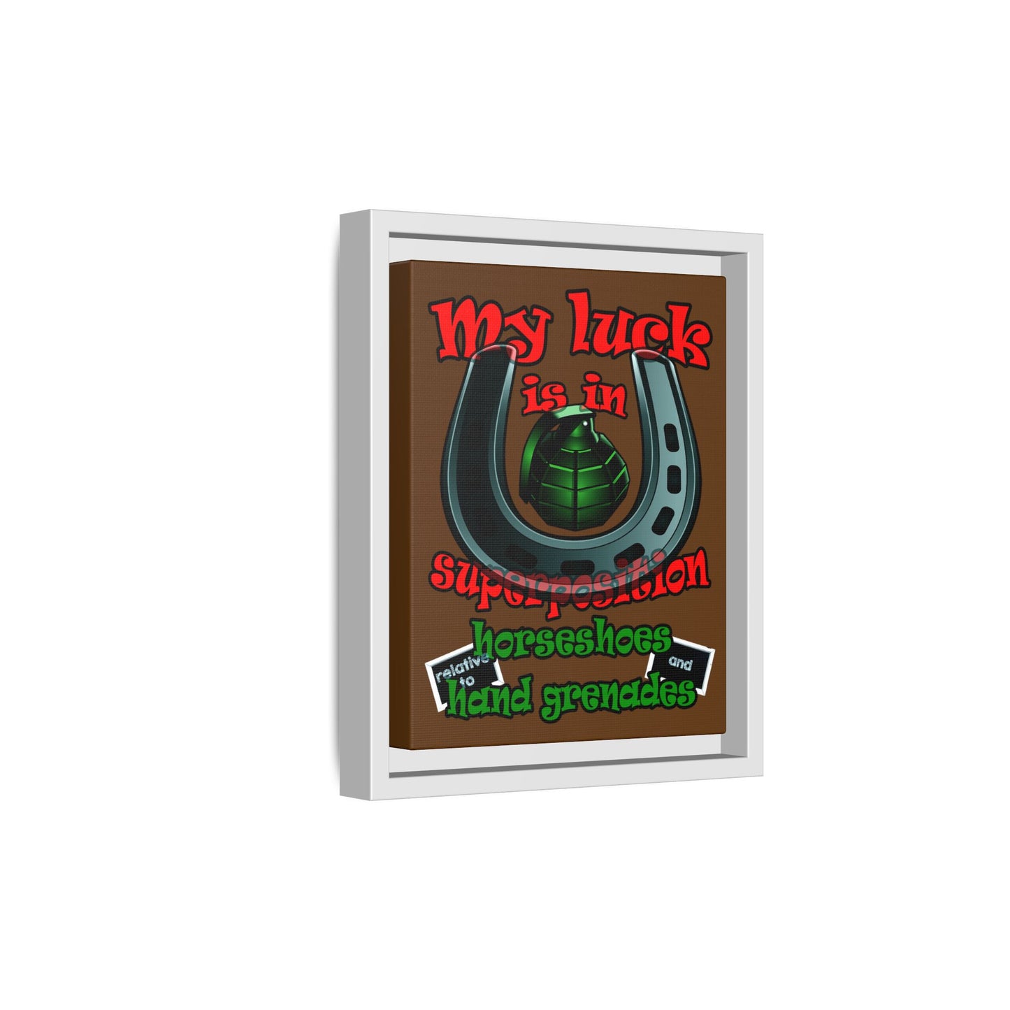 my luck - framed canvas art (brown)
