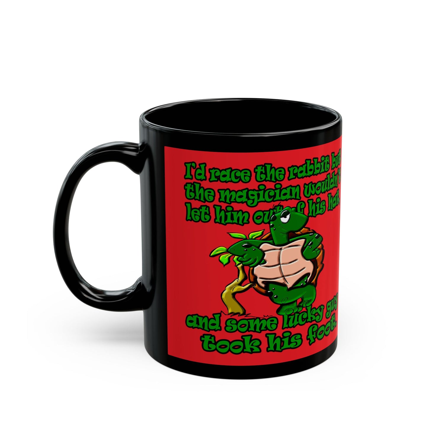 turtle race - Black Mug (red)