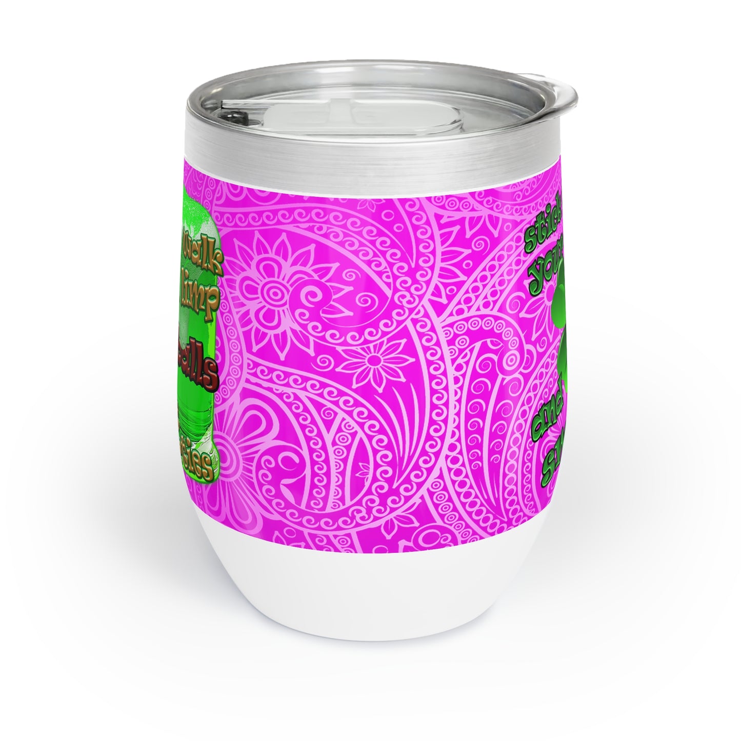 celtics logo - Chill Wine Tumbler (pink swirl)