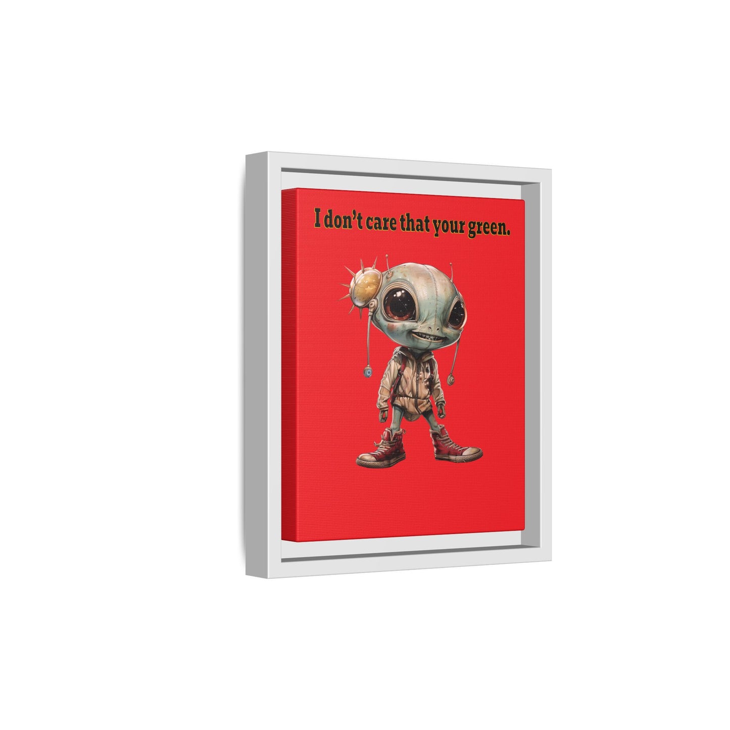 I don't care that your green - framed canvas art (red)