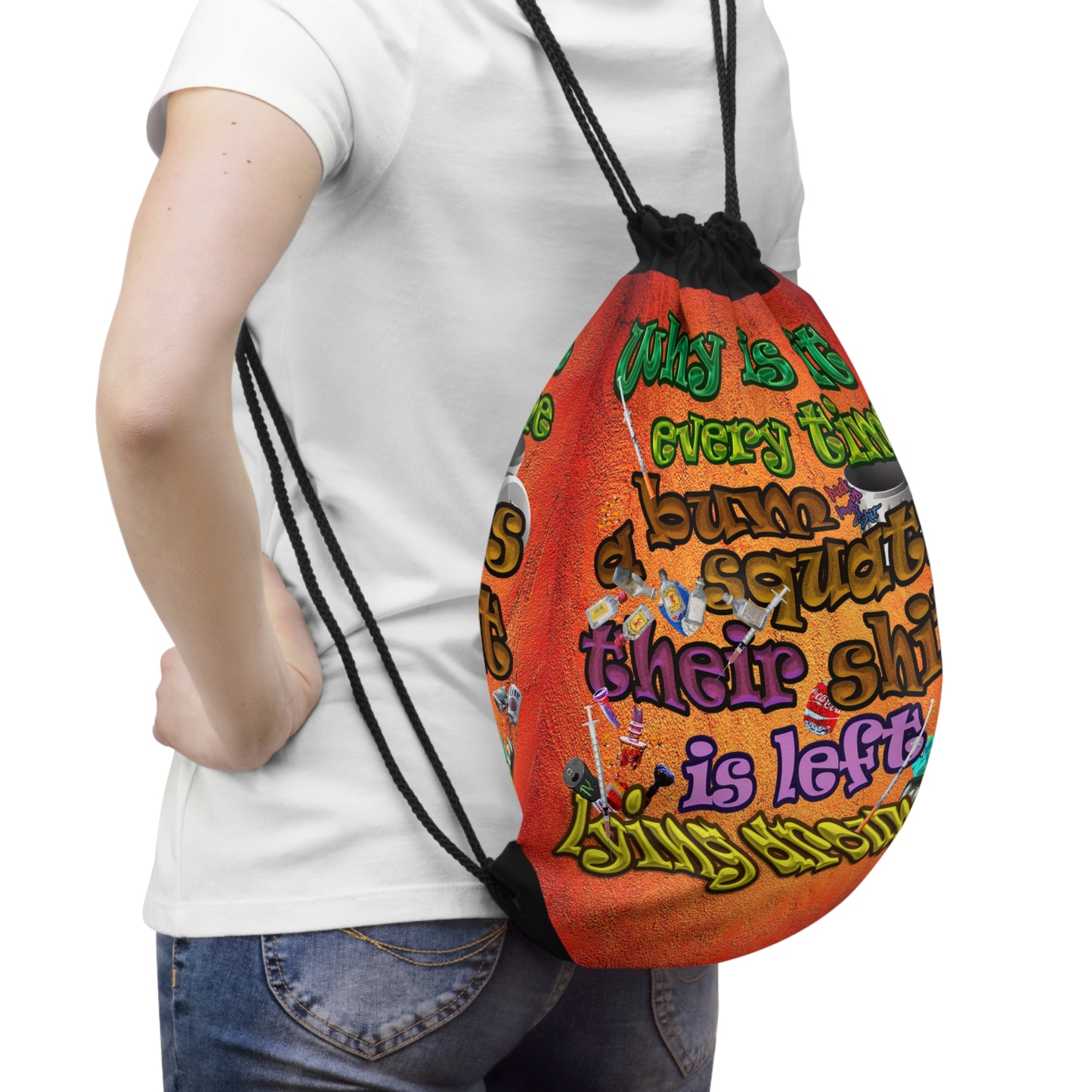 the bum's shit - Drawstring Bag (burnt orange)