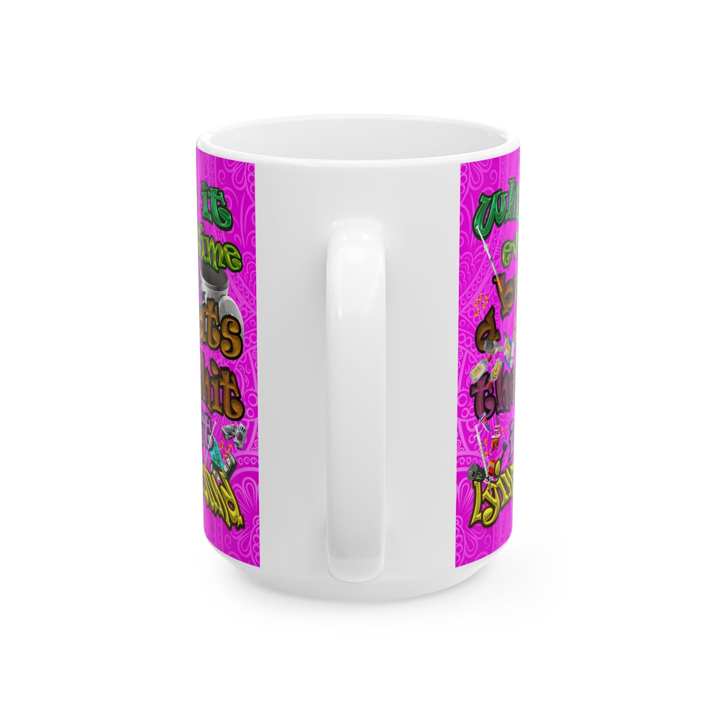 the bum's shit - White Mug (pink swirl)