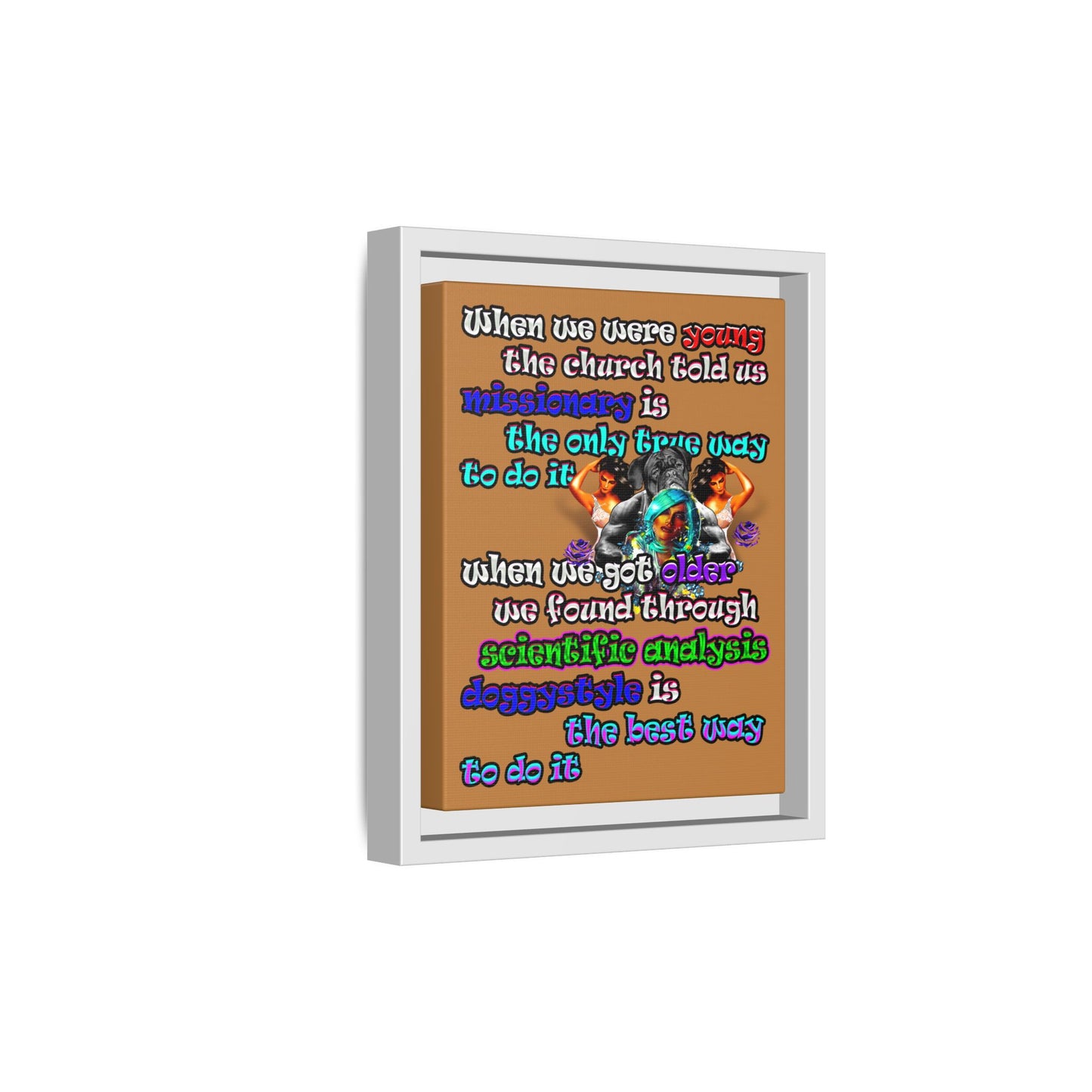 doggystyle - framed canvas art (light brown)