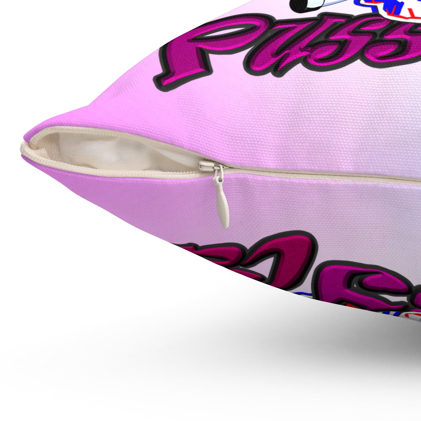 tag that - Spun Polyester Square Pillow - (light blue-pink wave)