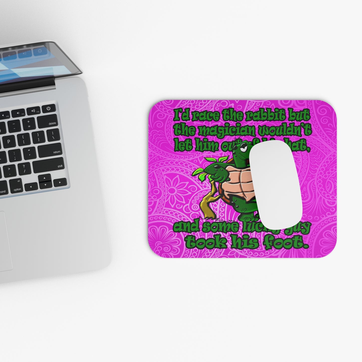 turtle race - Mouse Pad (Rectangle) (pink swirl)