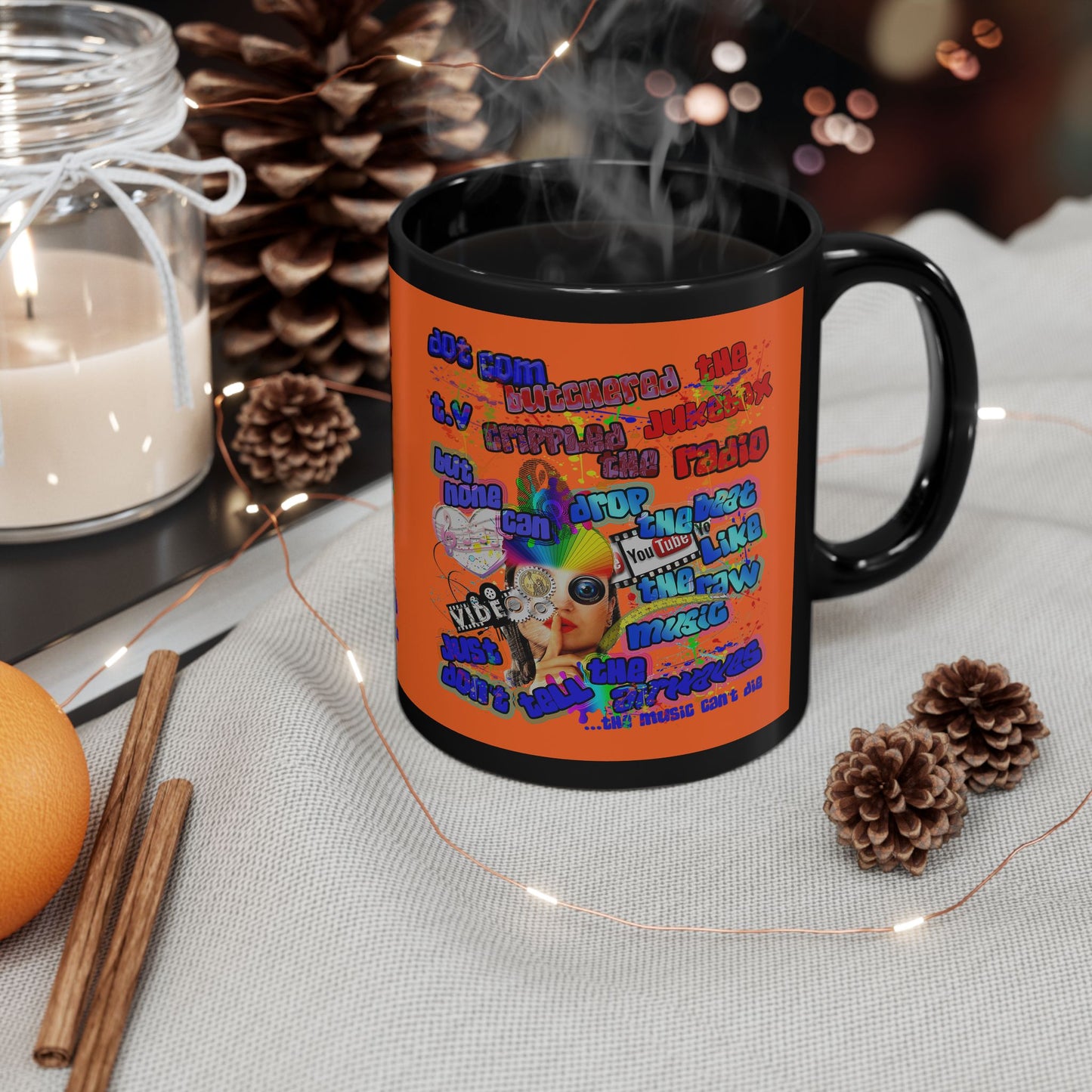 drop the beat - Black Mug (orange)