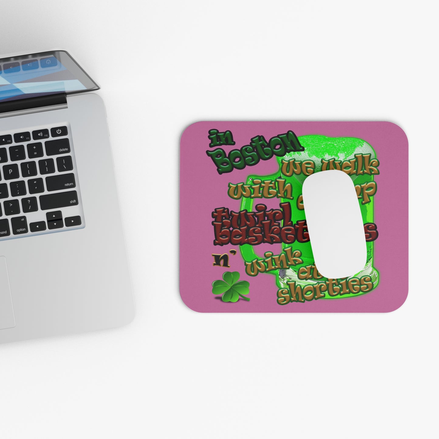 celtics logo - Mouse Pad (Rectangle) (light pink)