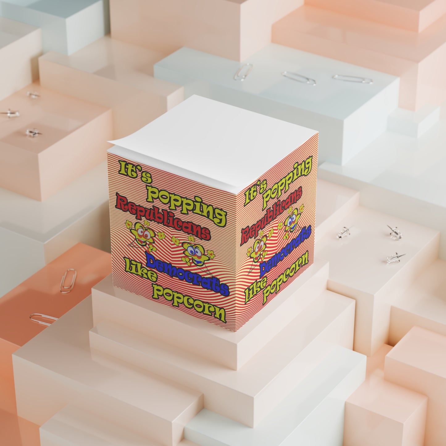 popping like popcorn - note cube (yellow-orange wave)