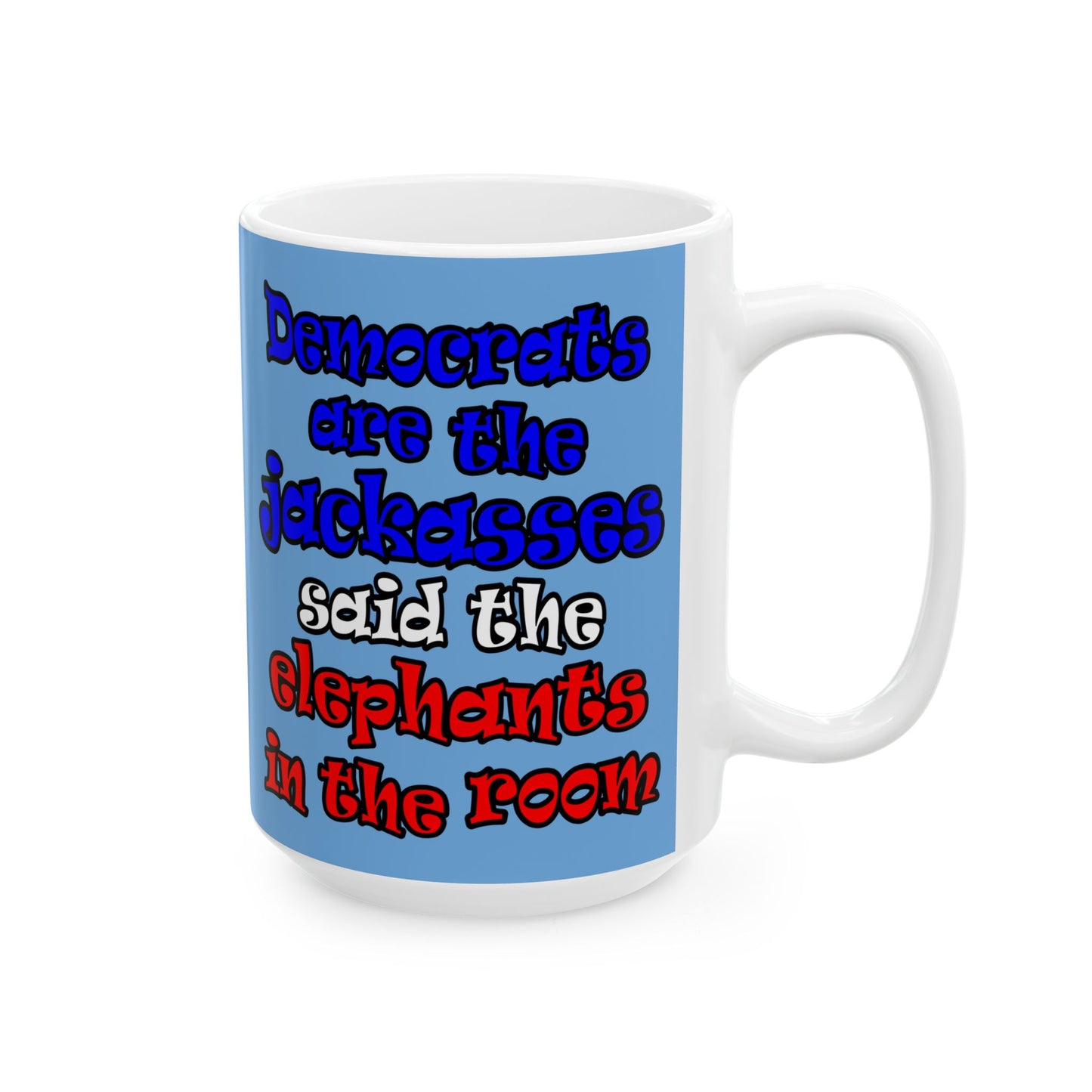 donkeys and elephants - White Mug (light blue)
