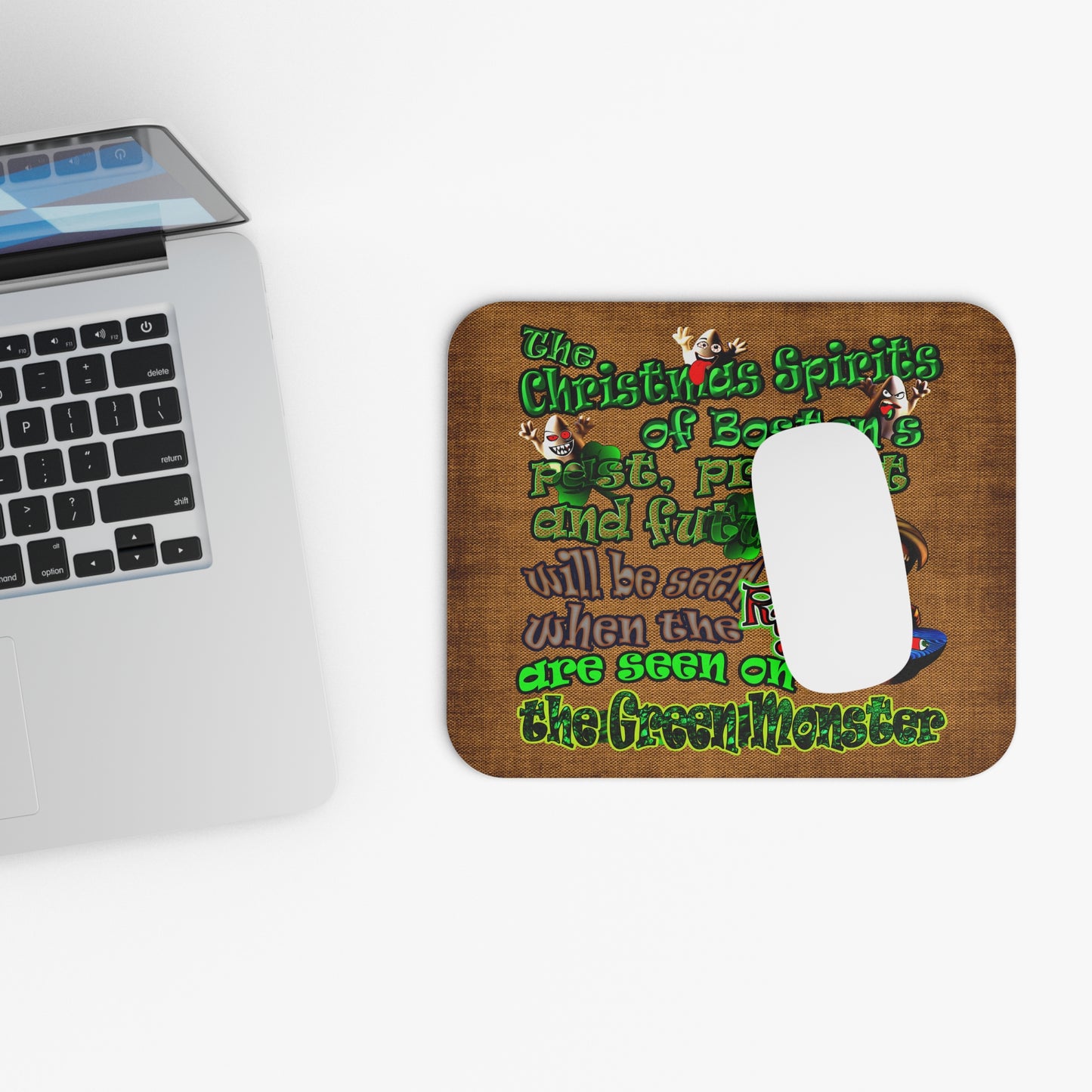 christmas spirits of boston - Mouse Pad (Rectangle) (brown papyrus)