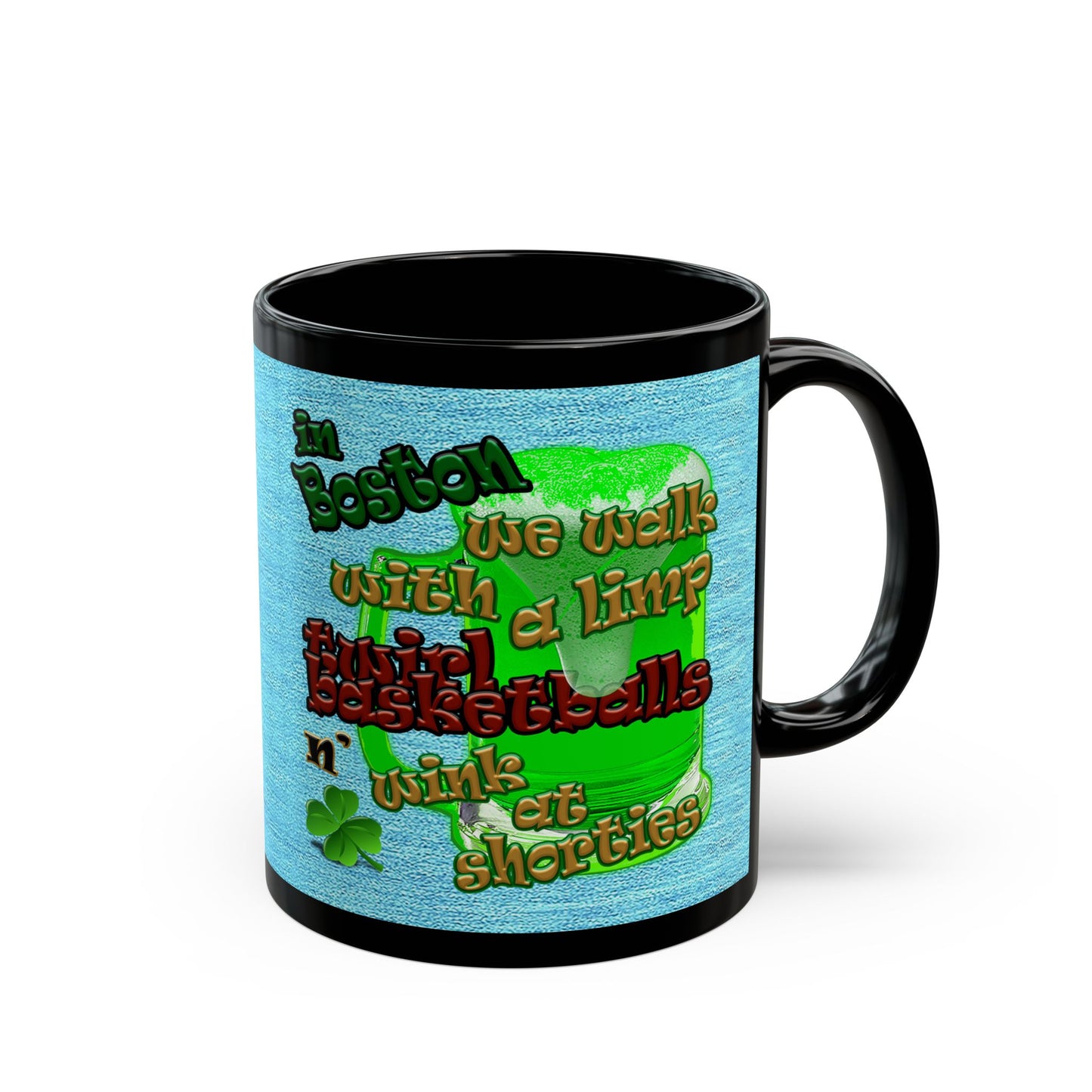 celtics logo - Black Mug (faded blue)