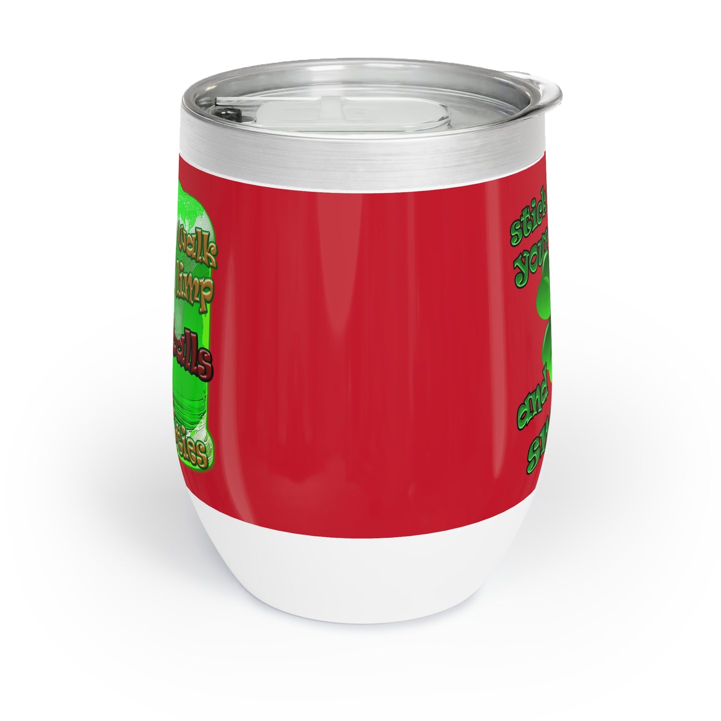 celtics logo - Chill Wine Tumbler (dark red)