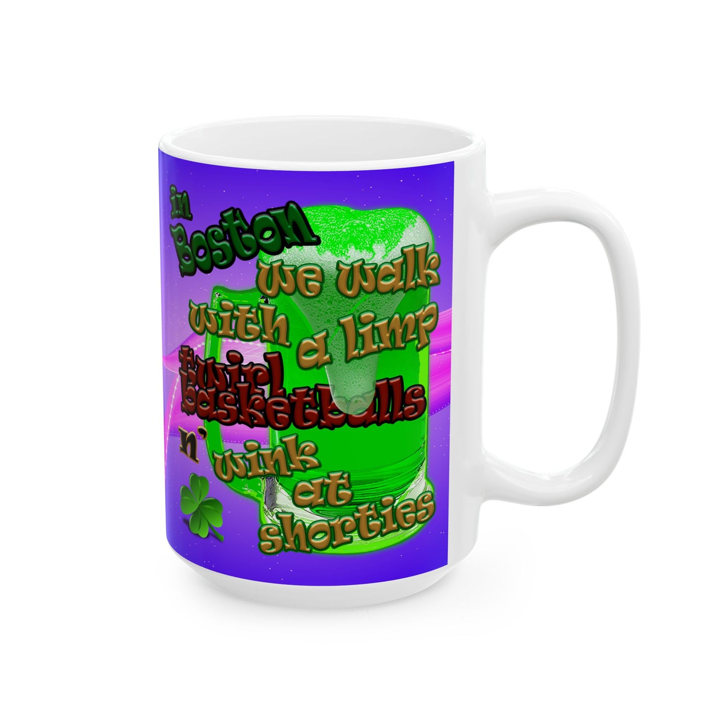 celtics logo - White Mug (purple-pink wave)