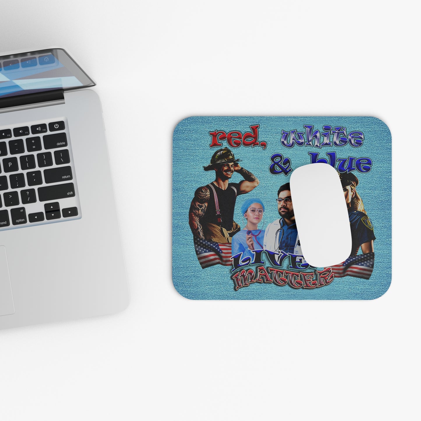 rw&b lives matter - Mouse Pad (Rectangle) (faded blue)