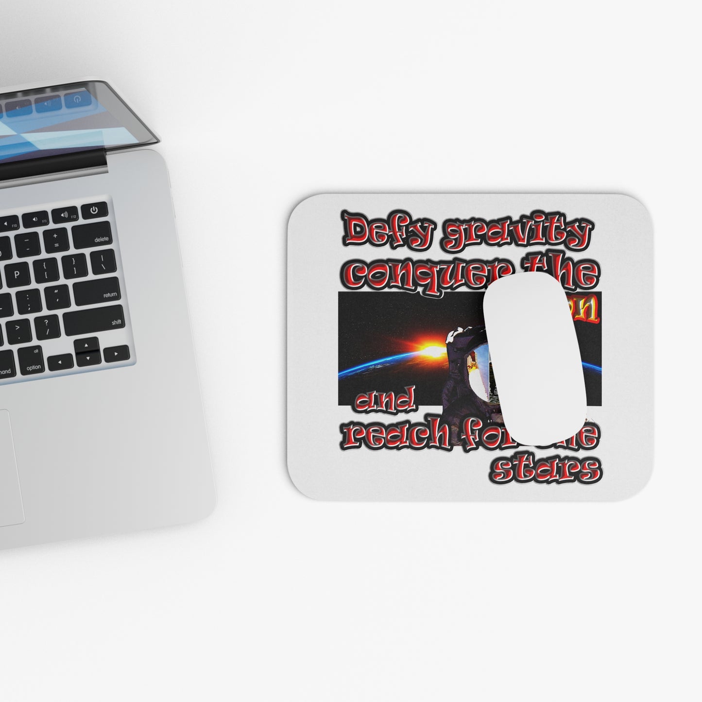 defy conquer reach - Mouse Pad (Rectangle) (white)