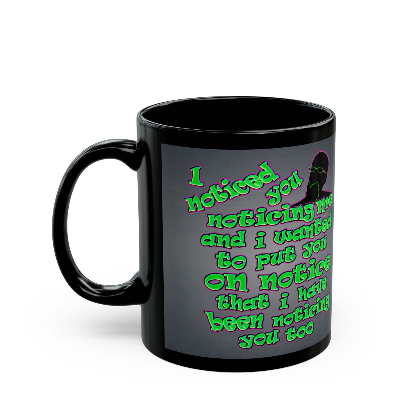 noticed you noticing - Black Mug (grey-light grey)