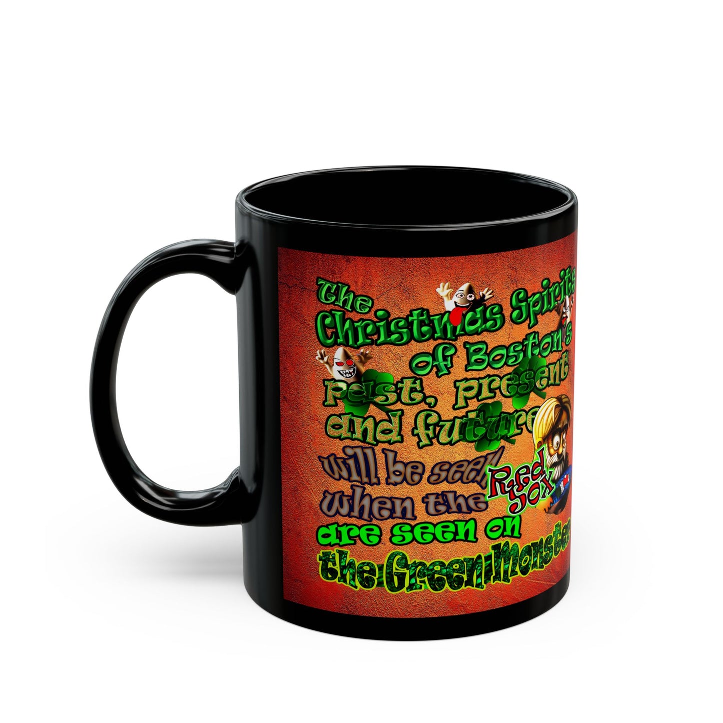 christmas spirits of boston - Black Mug (burnt orange)