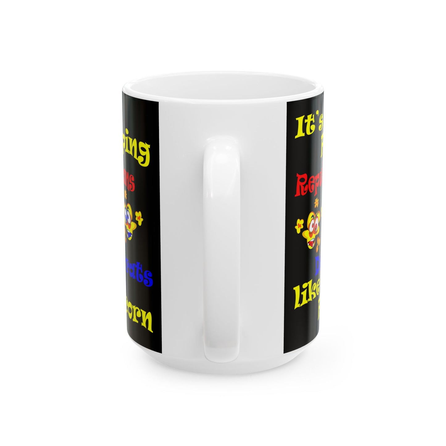 popping like popcorn - White Mug (black)