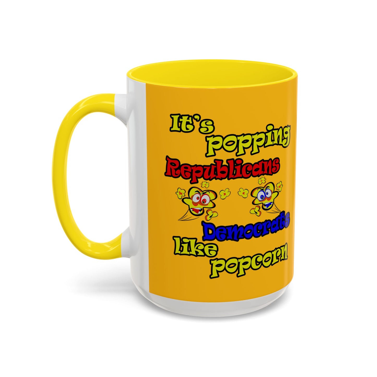 popping like popcorn - Accent Mug (yellow)