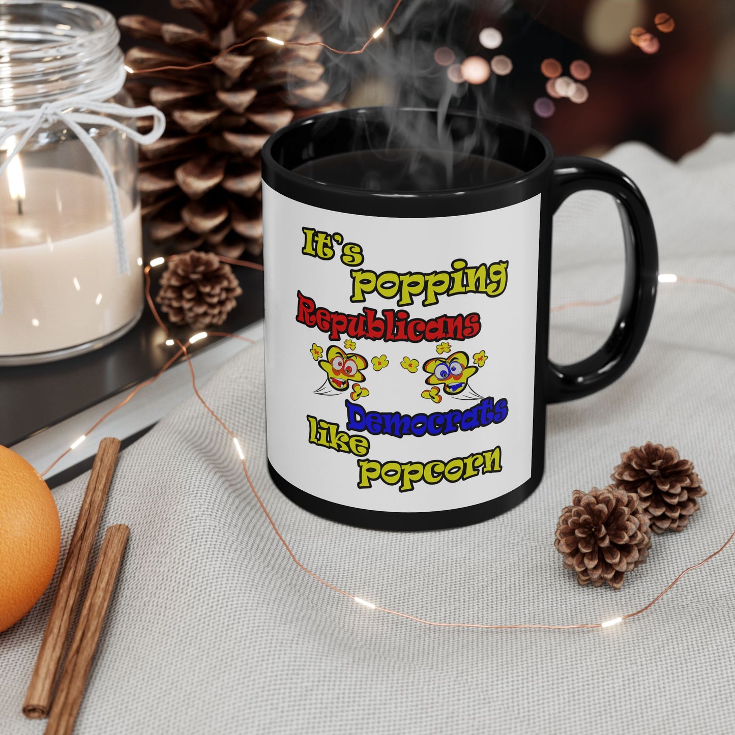 popping like popcorn - Black Mug (white)