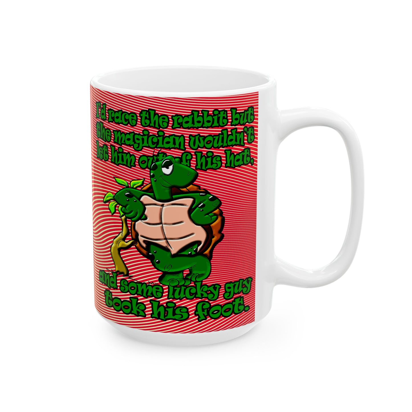 turtle race - White Mug (yellow-orange wave)