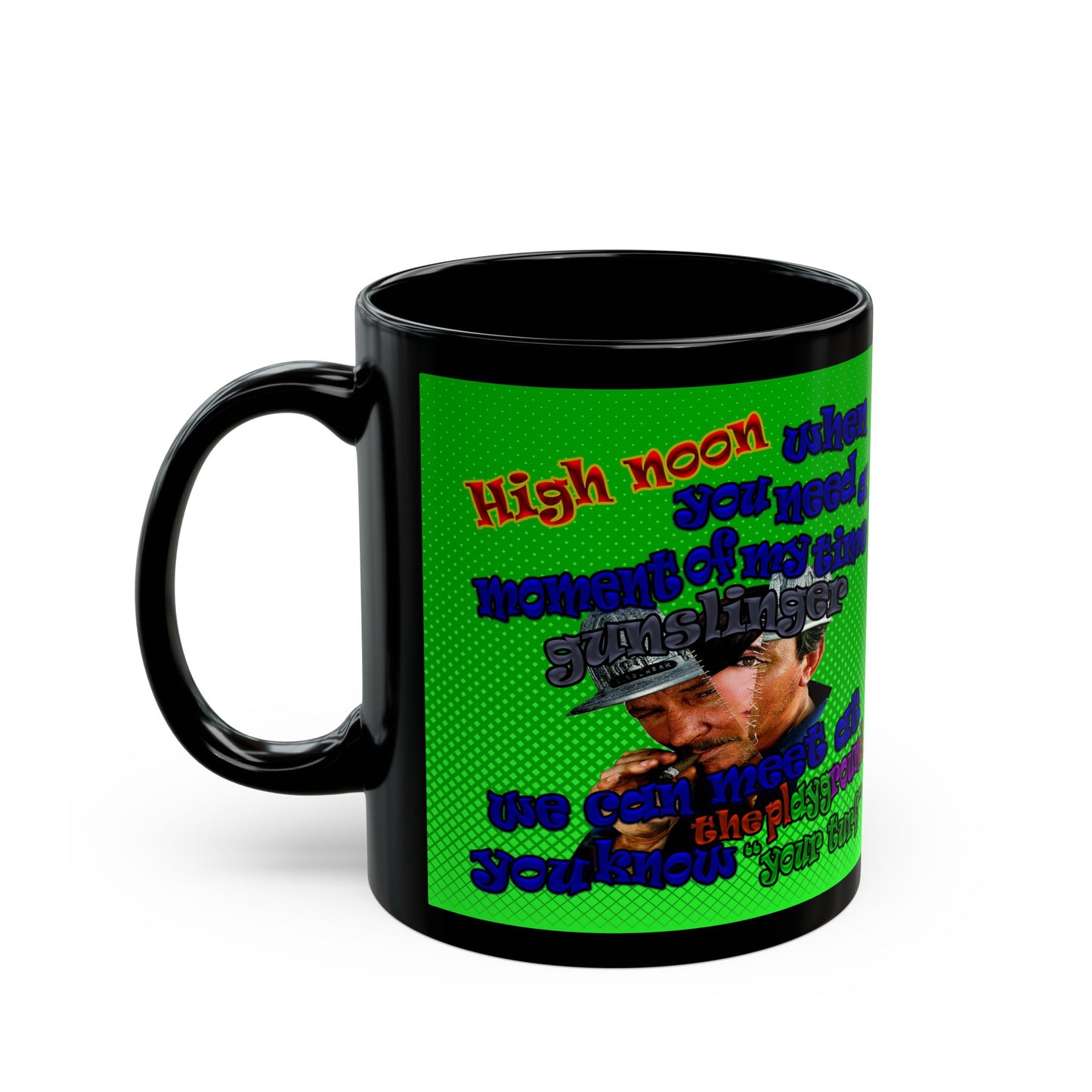 high noon - Black Mug (logo green)