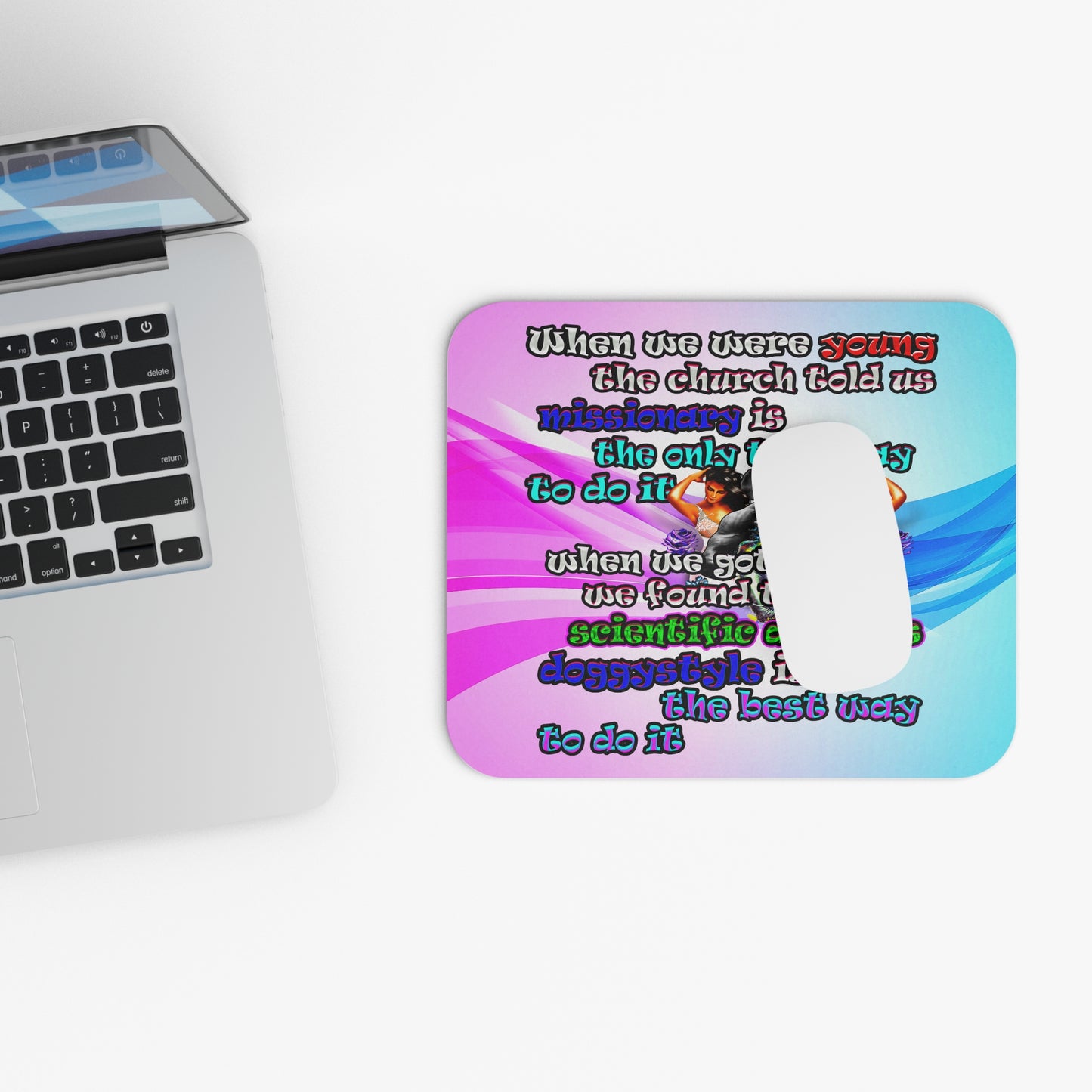 doggystyle - Mouse Pad (Rectangle) (light blue-pink wave)