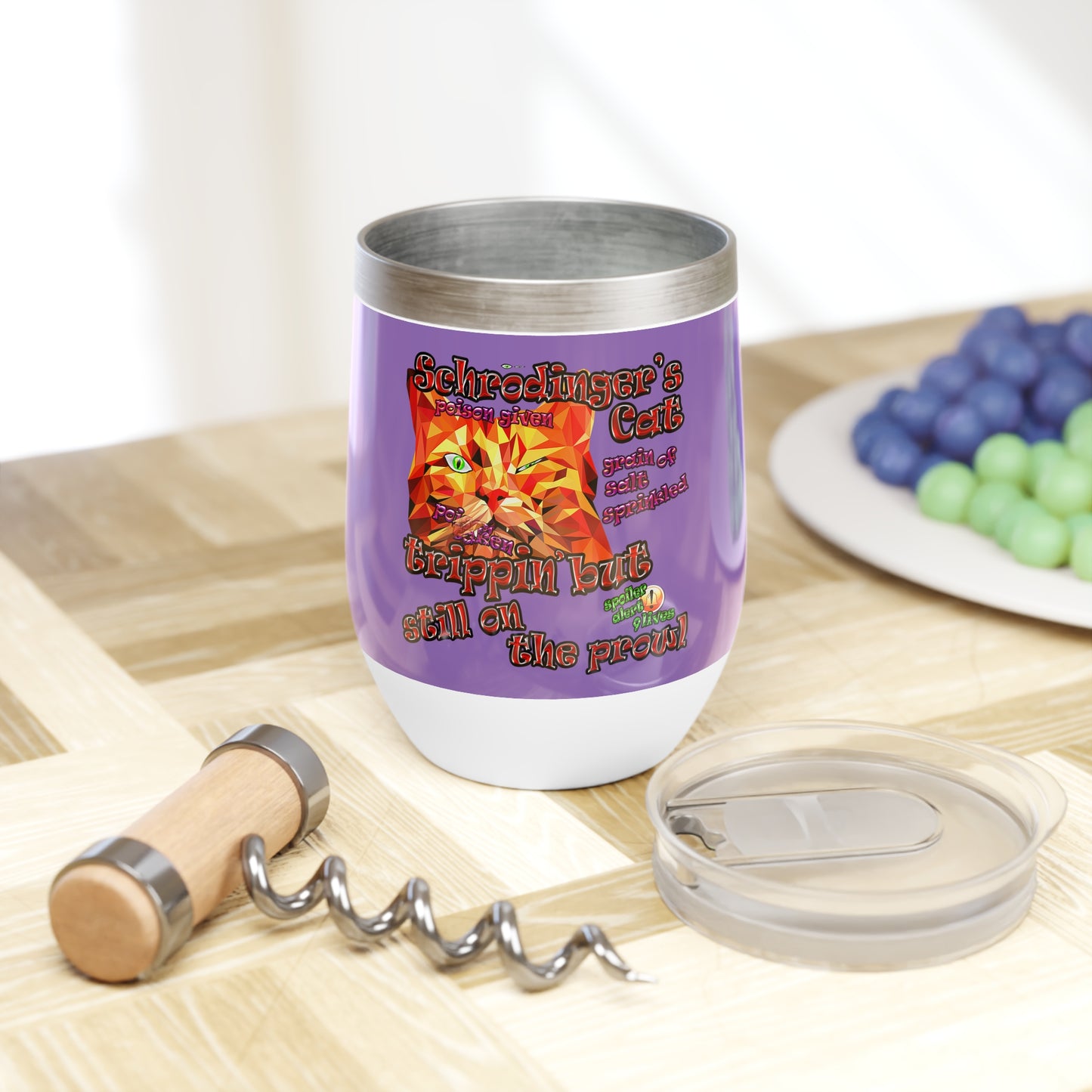 schrodinger's cat - Chill Wine Tumbler (light purple)