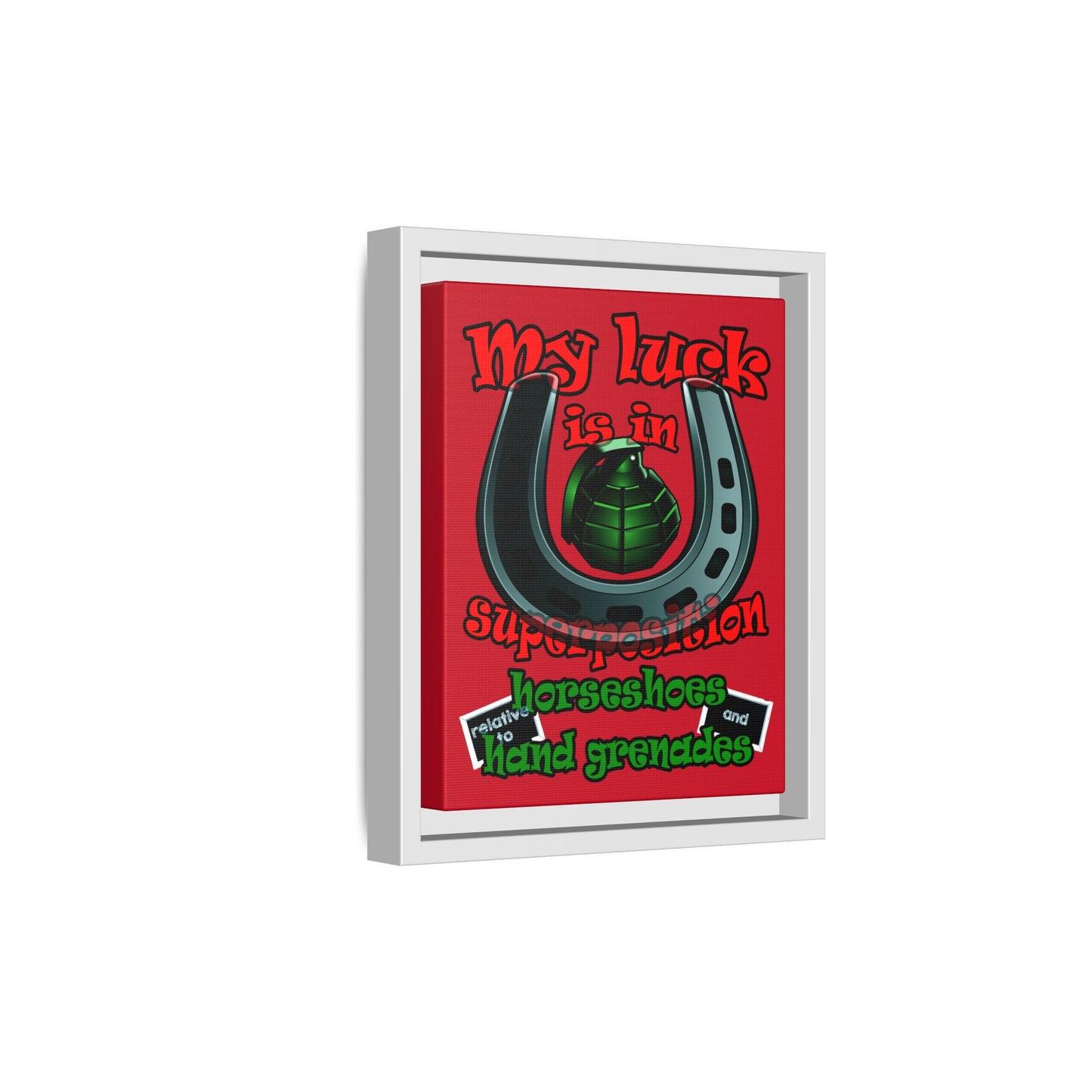 my luck - framed canvas art (dark red)