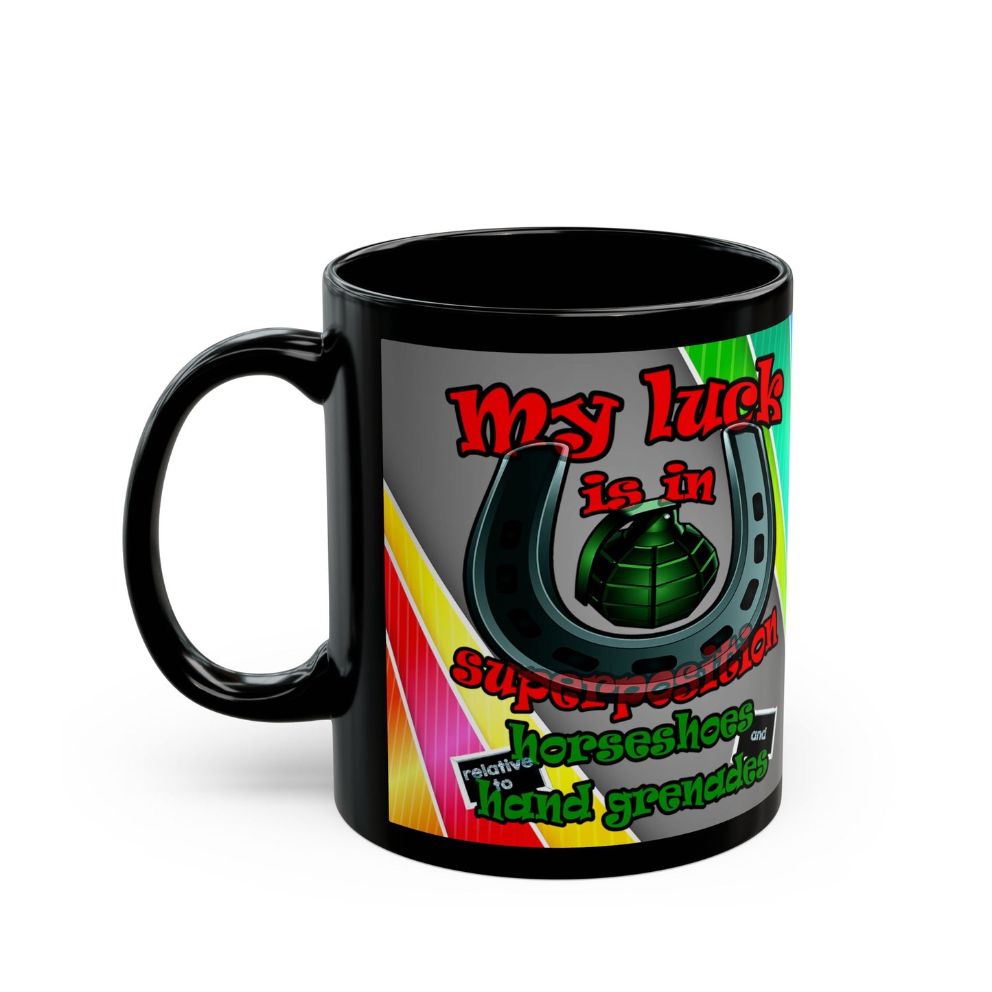 my luck - Black Mug (rainbow split)
