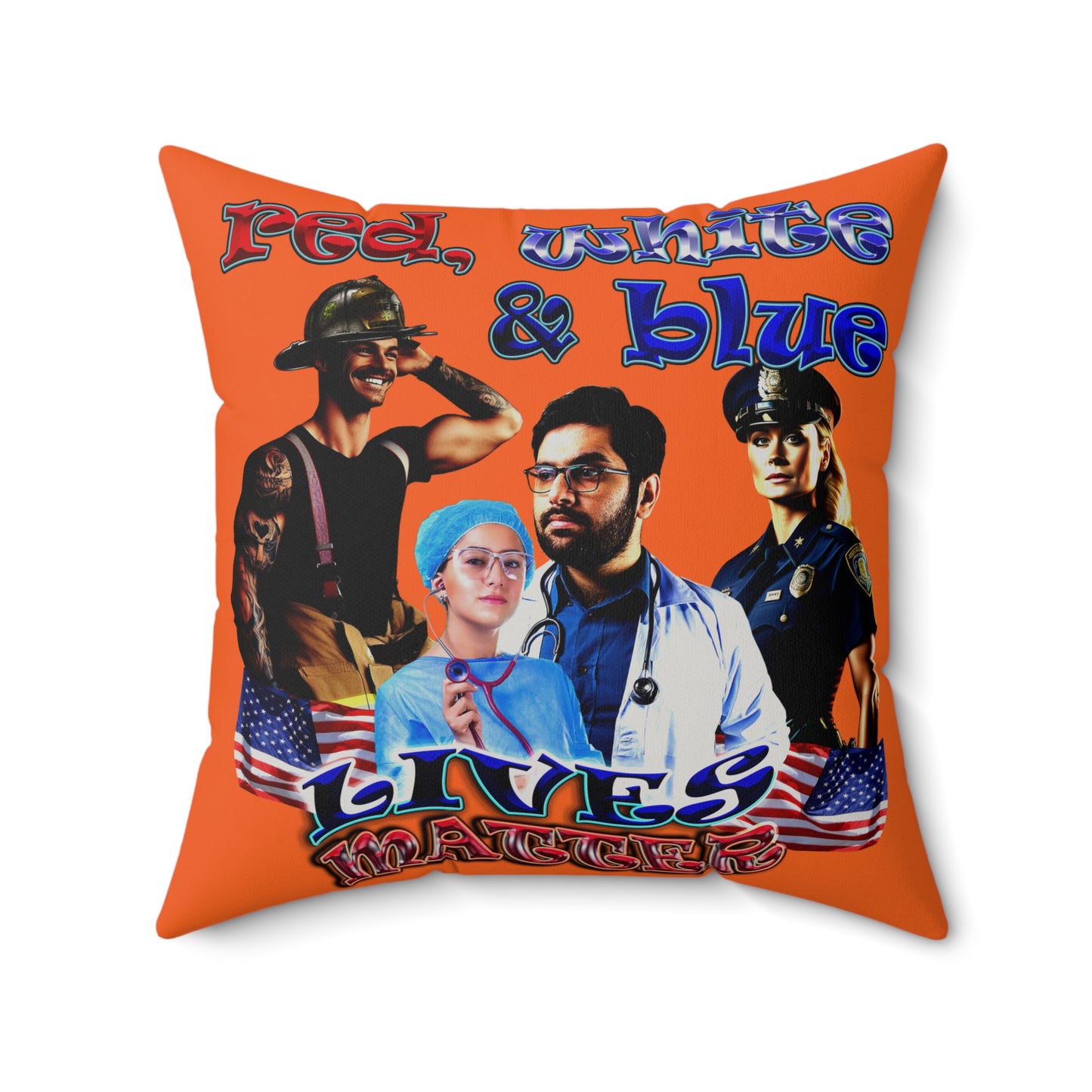 rw&b lives matter - Faux Suede Square Pillow - (orange)