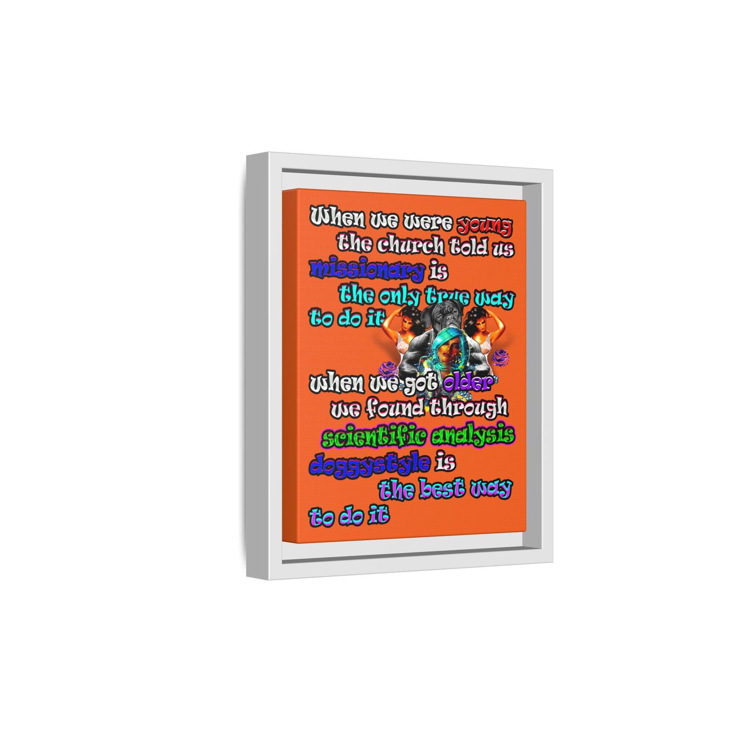 doggystyle - framed canvas art (orange)