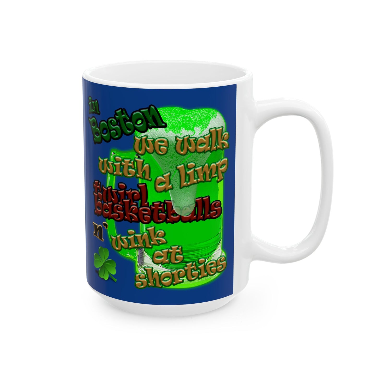 celtics logo - White Mug (dark blue)