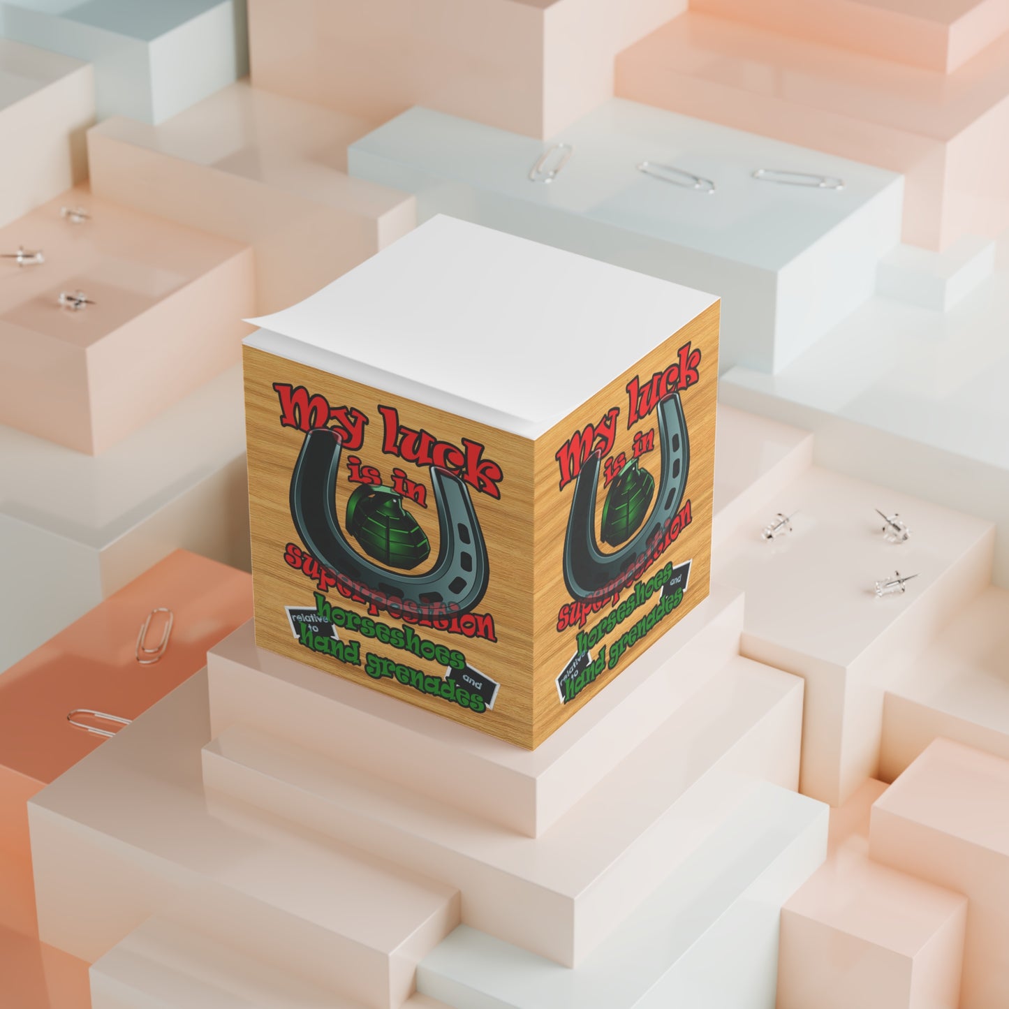 my luck - note cube (butterscotch wood finish)