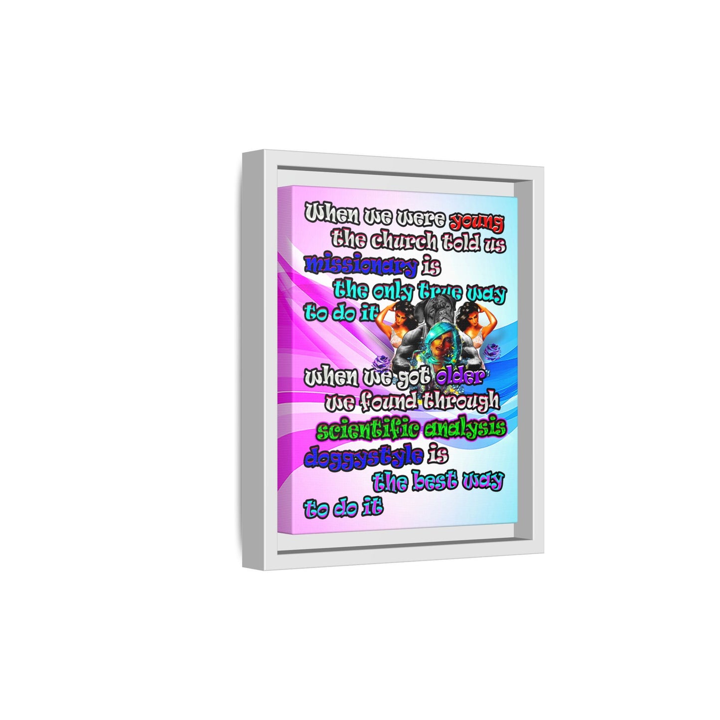doggystyle - framed canvas art (light blue-pink wave)