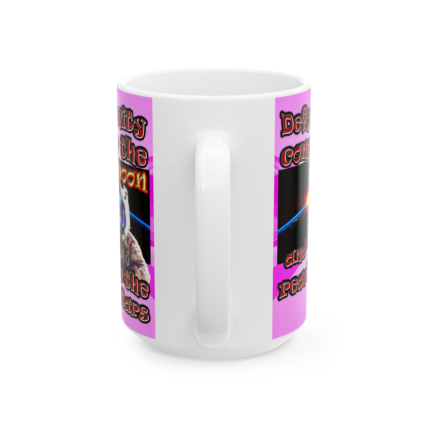 defy conquer reach - White Mug (light blue-pink wave)