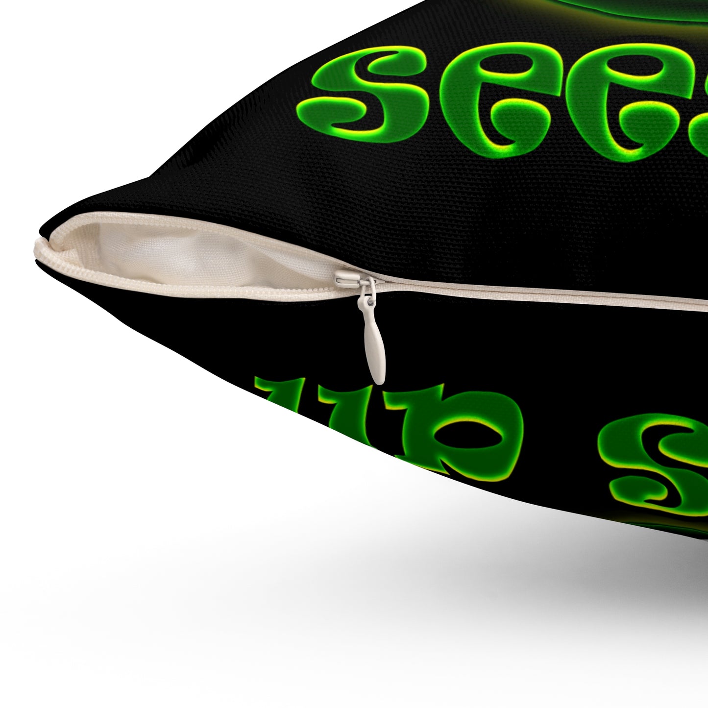 green monster - Spun Polyester Square Pillow - (black)
